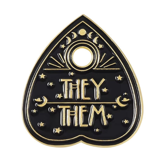 Enamel Pin: They/Them Planchette Pronoun Pin