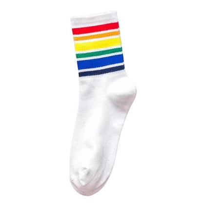 Retro Rainbow Crew Sock (Black or White)