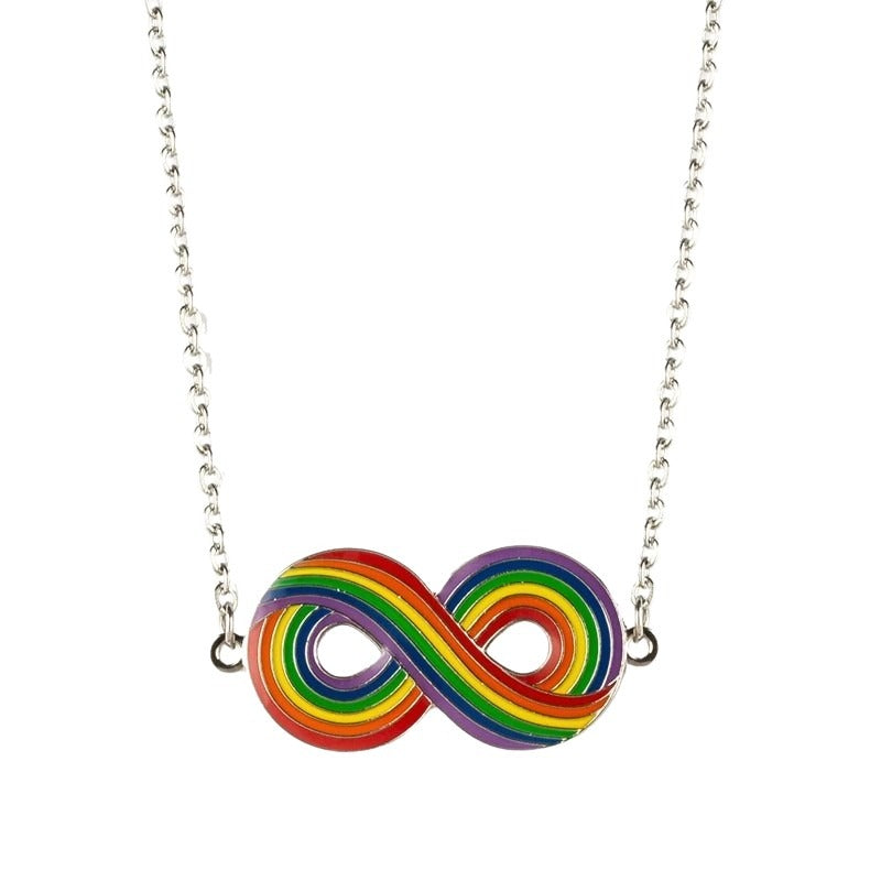 Enamel Infinity Pride Necklace: Rainbow