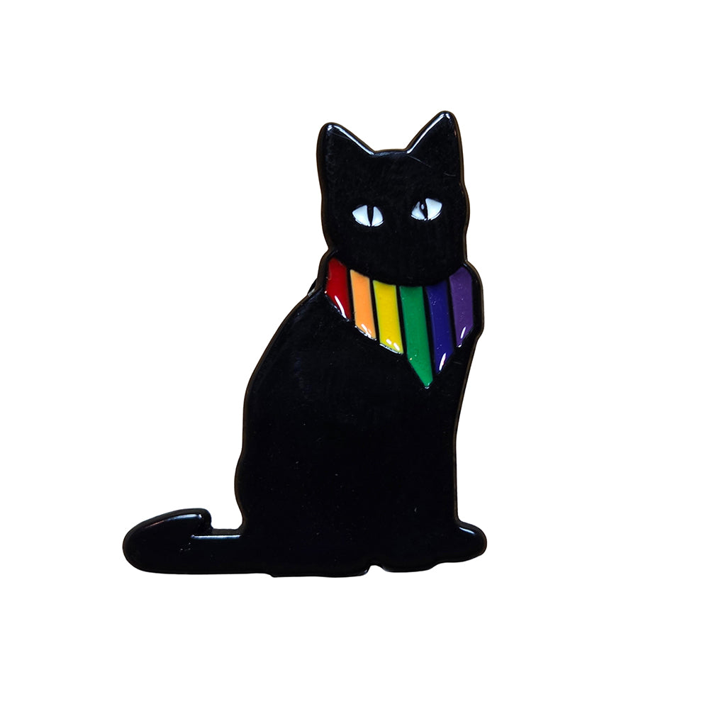 Enamel Pin: Rainbow Bandana Black Cat