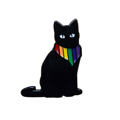 Enamel Pin: Rainbow Bandana Black Cat