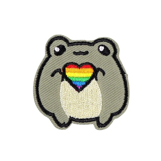 Embroidered Patches: Rainbow Heart Frog