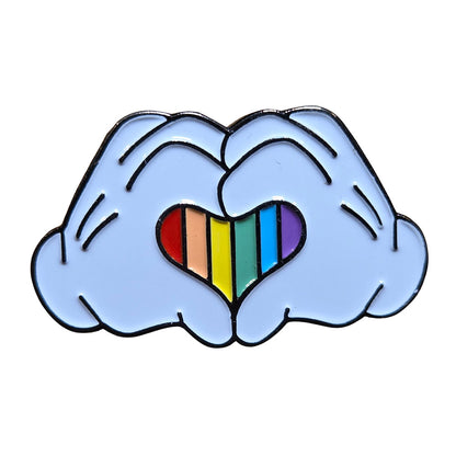 Enamel Pin: Gloved Rainbow Heart Hands