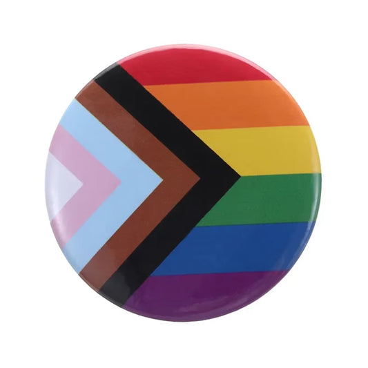 Pride Button: Progress Pride Flag (Round)