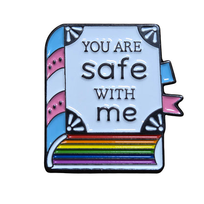 Enamel Pin: You Are Safe With Me (Pride Book)