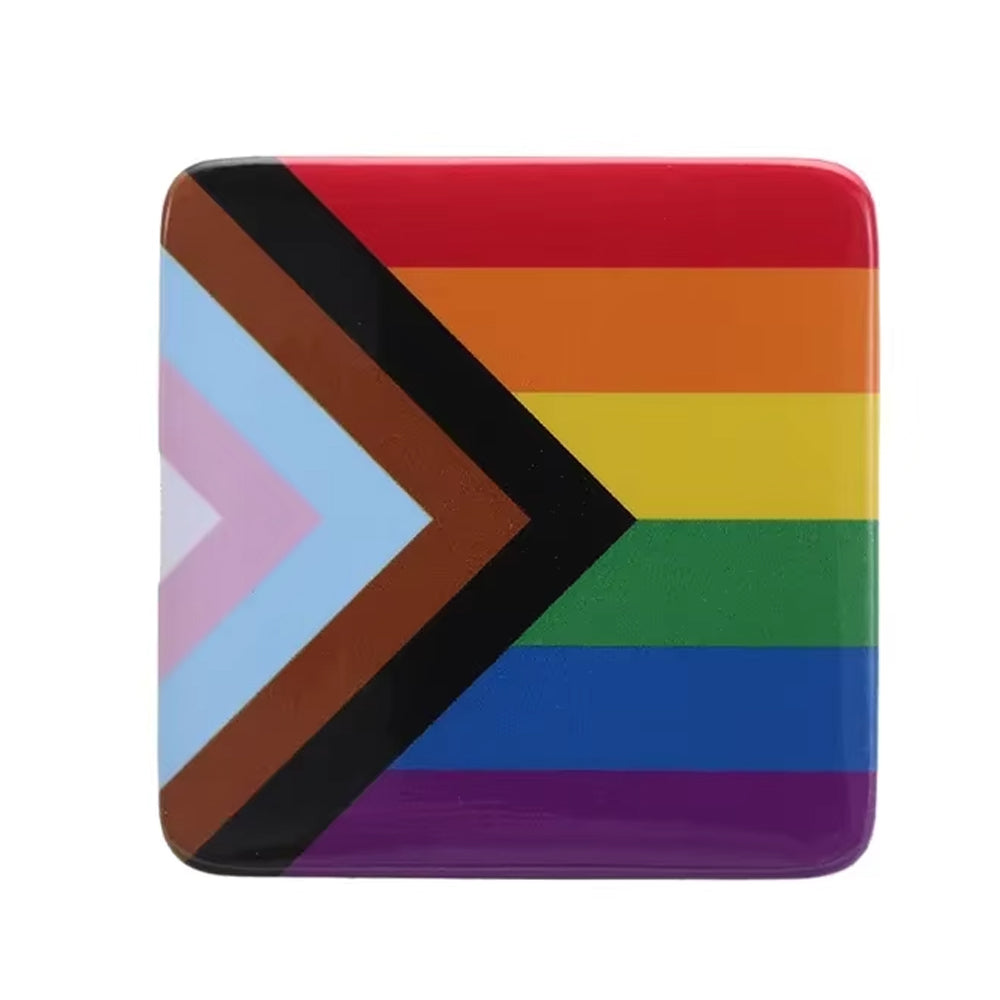 Pride Button: Progress Pride Flag (Square)